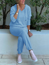 Load image into Gallery viewer, Simple Casual Loose Long Sleeve Hooded Top Pants Set