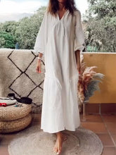 Load image into Gallery viewer, Fashionable Solid Color V-neck Casual Dress