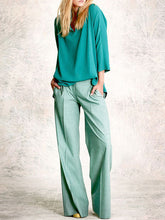 Load image into Gallery viewer, Casual Loose Turtleneck Solid Color Middle Sleeve Top Trousers Two Piece Set