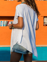 Load image into Gallery viewer, Loose V-Neck Short Sleeve T-Shirts with Irregular Hem