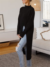 Load image into Gallery viewer, Round Neck Long Sleeve Split Shirt