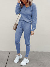 Load image into Gallery viewer, Simple Solid Color Long Sleeve Neckline Zipper Design Casual Suit