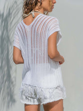 Load image into Gallery viewer, Sexy Cutout T-Shirts Fringe Hem V-Neck Tops