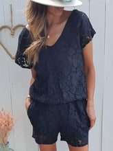 Load image into Gallery viewer, Fashion Hollow Fabric Short Sleeve Casual Suit