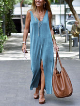 Load image into Gallery viewer, Simple Casual Loose V Neck Dress