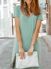 Load image into Gallery viewer, Solid Color V-Neck Dress