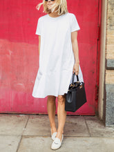 Load image into Gallery viewer, Solid Color Short Sleeve Dress