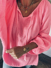 Load image into Gallery viewer, V-Neck Long Sleeve Loose T-Shirt