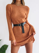 Load image into Gallery viewer, Fashion Solid Color Slim Long Sleeve Round Neck Dress