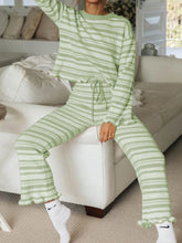 Load image into Gallery viewer, Simple Casual Loose Top Pants Striped Knitted Suit