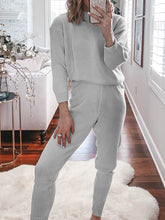 Load image into Gallery viewer, Simple Casual Loose Round Neck Blouse Pants Knitted Suit