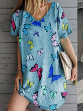 Load image into Gallery viewer, Printed V-Neck Short Sleeve Dress