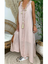 Load image into Gallery viewer, Pure Color V-Neck Strapless Lace Maxi Dress