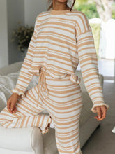 Load image into Gallery viewer, Simple Casual Loose Top Pants Striped Knitted Suit