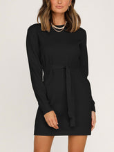 Load image into Gallery viewer, Round Neck Solid Color Long Sleeve Loose Dress