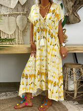 Load image into Gallery viewer, Retro Casual Loose V Neck Tie Dye Dress