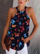 Load image into Gallery viewer, Halter Butterfly Print Top Tank & Camisole