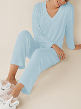 Load image into Gallery viewer, Home Solid Color V-neck Two-piece Suit