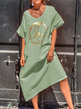 Load image into Gallery viewer, Sexy Loose Print Round Neck Short Sleeve Dress