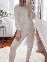 Load image into Gallery viewer, Simple Casual Loose Round Neck Blouse Pants Knitted Suit