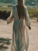 Load image into Gallery viewer, Retro Loose Long Sleeve V-neck Drawstring Casual Dress