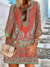 Load image into Gallery viewer, Casual V Neck Bohemian Printed Mini Dress