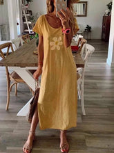 Load image into Gallery viewer, Short Sleeve V-neck Print Dress