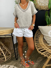 Load image into Gallery viewer, Simple Casual Loose V-Neck Short Sleeve Top