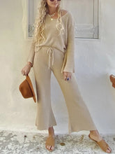 Load image into Gallery viewer, V-neck Long-sleeved Slim Top Flared Pants Suit