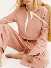 Load image into Gallery viewer, Casual Round Neck Linen Tops Loose Trousers Two Piece Set