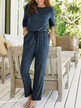 Load image into Gallery viewer, Casual Loose Round Neck Solid Color Long-sleeved Shirt Trousers Two-piece Suit