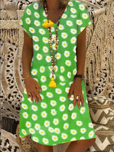 Load image into Gallery viewer, Casual V-neck Little Chrysanthemum Print Dress