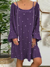 Load image into Gallery viewer, Holiday Puff Sleeve Round Neck Print Dress