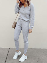 Load image into Gallery viewer, Simple Solid Color Long Sleeve Neckline Zipper Design Casual Suit