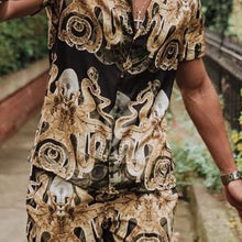 Load image into Gallery viewer, Men Printed Casual Short Sleeve Shorts Suit