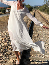 Load image into Gallery viewer, V-Neck Solid Color Long Sleeve Dress