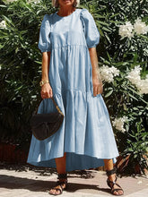 Load image into Gallery viewer, Fashionable Solid Color Round Neck Dress