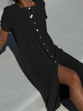 Load image into Gallery viewer, Solid Color Short Sleeve Split Dress