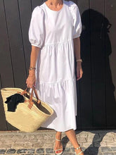 Load image into Gallery viewer, Fashionable Solid Color Round Neck Dress