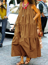 Load image into Gallery viewer, Pure Color Sleeveless Loose Summer Casual Dress