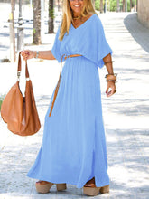 Load image into Gallery viewer, Fashionable Simple V-Neck Short Sleeve Maxi Dress