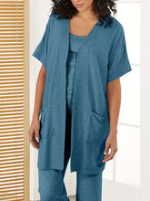 Load image into Gallery viewer, Casual Loose Sling Tops Pants Short Sleeve Jacket Knitted Three Piece Suit