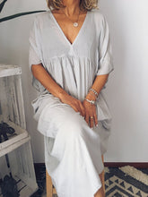Load image into Gallery viewer, Short Sleeve V-Neck Solid Color Dress