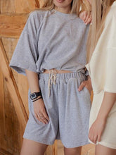 Load image into Gallery viewer, Casual Solid Color Round Neck Tie Two Piece Set