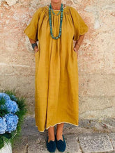 Load image into Gallery viewer, Casual Solid Color Puff Sleeve Round Neck Dress