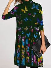 Load image into Gallery viewer, Fashion Colorful Butterfly High Neck Casual Dress
