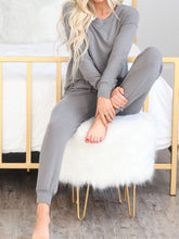 Load image into Gallery viewer, Casual Loose Solid Color Round Neck Long Sleeve Top Trousers Two-piece Suit