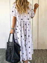 Load image into Gallery viewer, V-neck Short Sleeve Printed A-line Floral Dress