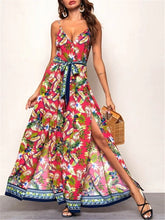 Load image into Gallery viewer, V-neck Plant Print Loose Jumpsuit