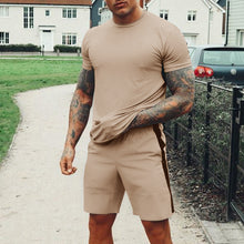 Load image into Gallery viewer, Men'S Casual Grey Round Neck T-Shirt Shorts Suit